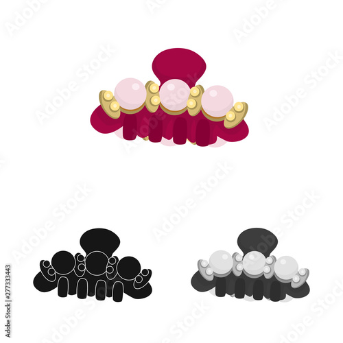 Vector design of hairpins and decoration sign. Set of hairpins and salon vector icon for stock.