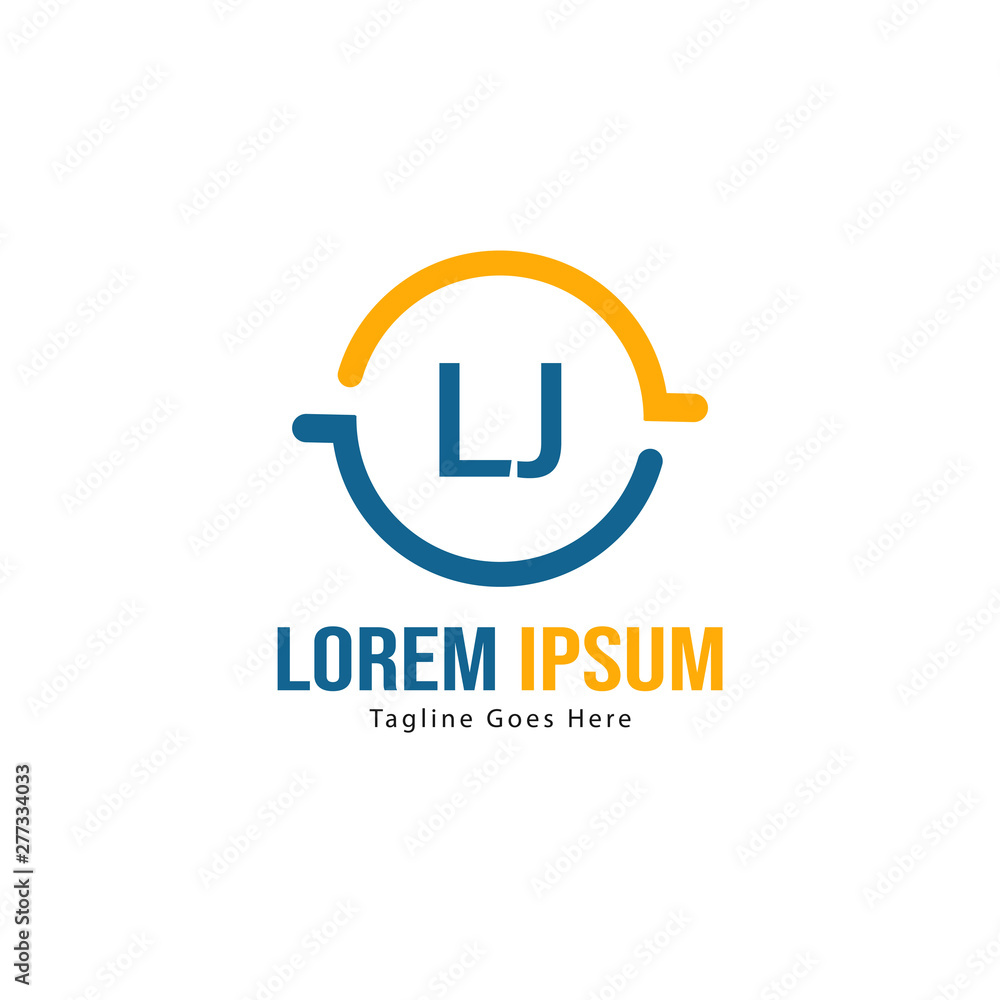 Initial LJ logo template with modern frame. Minimalist LJ letter logo vector illustration