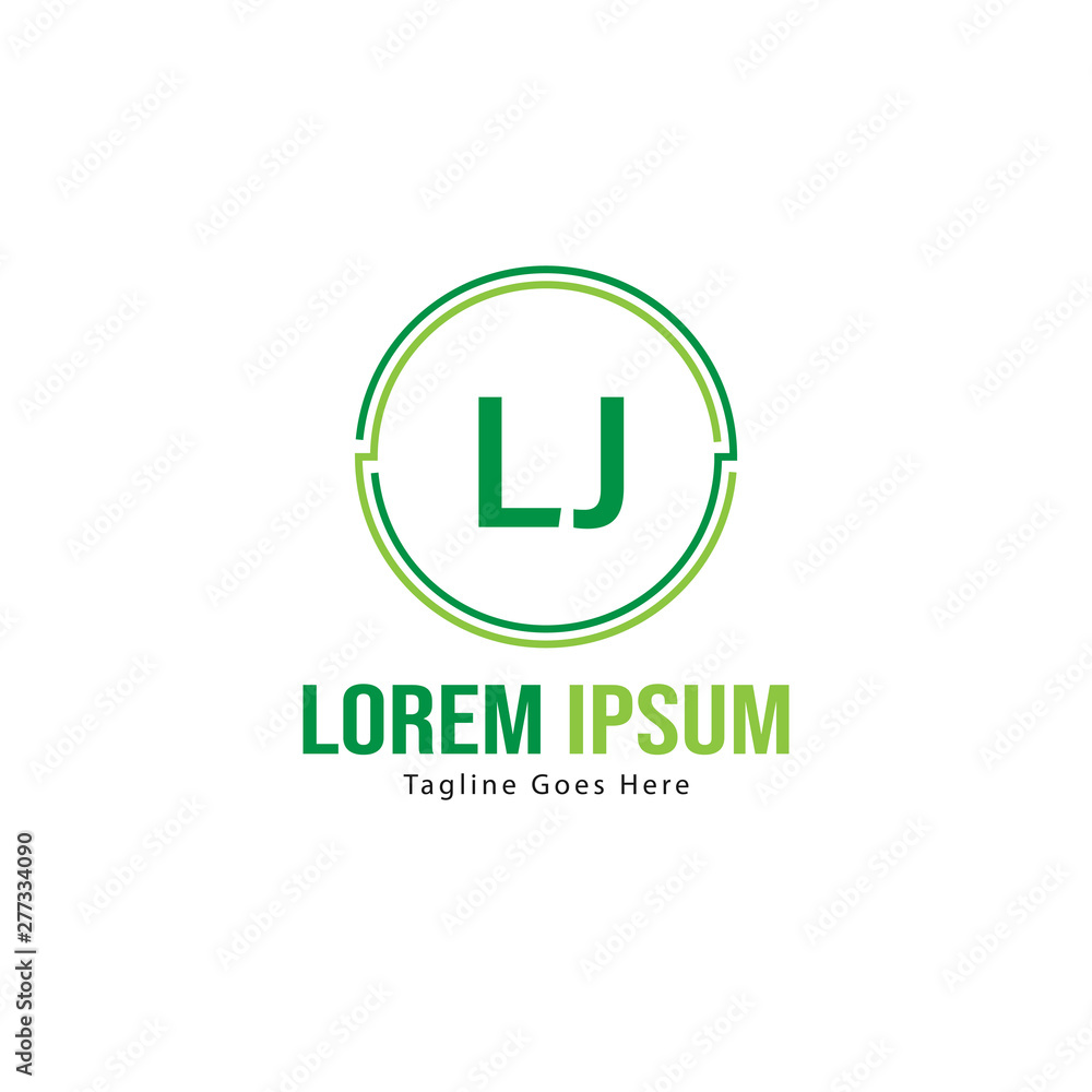 Initial LJ logo template with modern frame. Minimalist LJ letter logo vector illustration