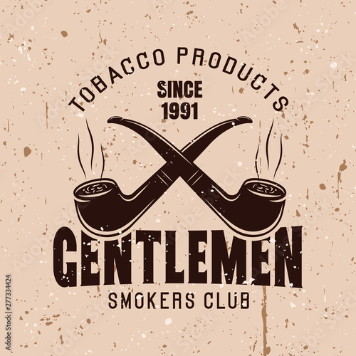 Two crossed smoking pipes vector vintage emblem