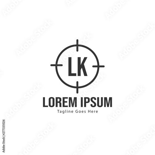 Initial LK logo template with modern frame. Minimalist LK letter logo vector illustration