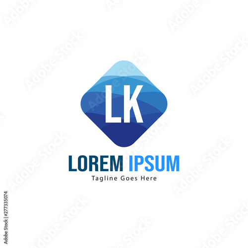 Initial LK logo template with modern frame. Minimalist LK letter logo vector illustration
