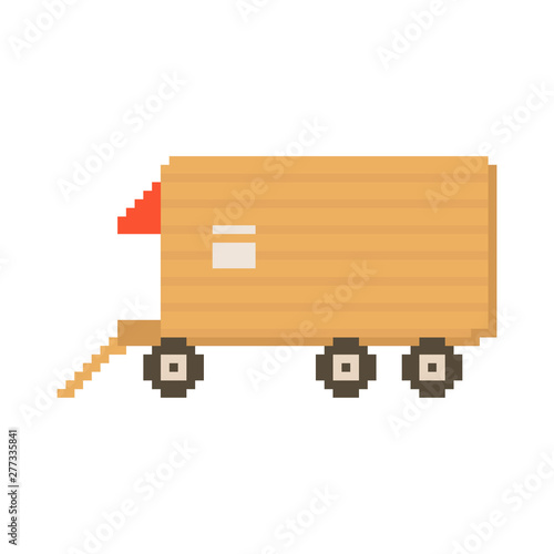 Van isolated on white background. Graphics for games. 8 bits Vector illustration in pixel art style