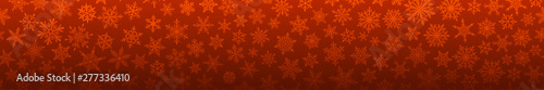 Christmas banner of many complex small snowflakes in orange colors. With horizontal repetition