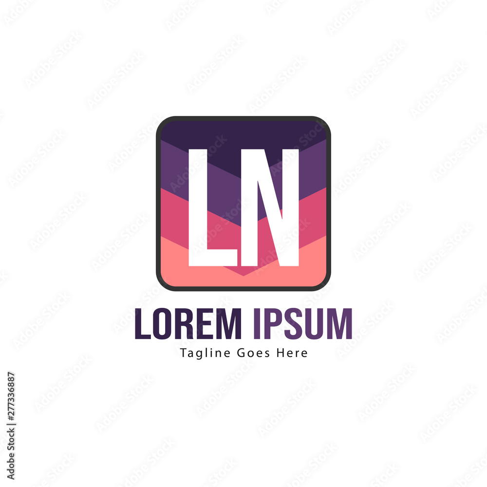 Initial LN logo template with modern frame. Minimalist LN letter logo vector illustration