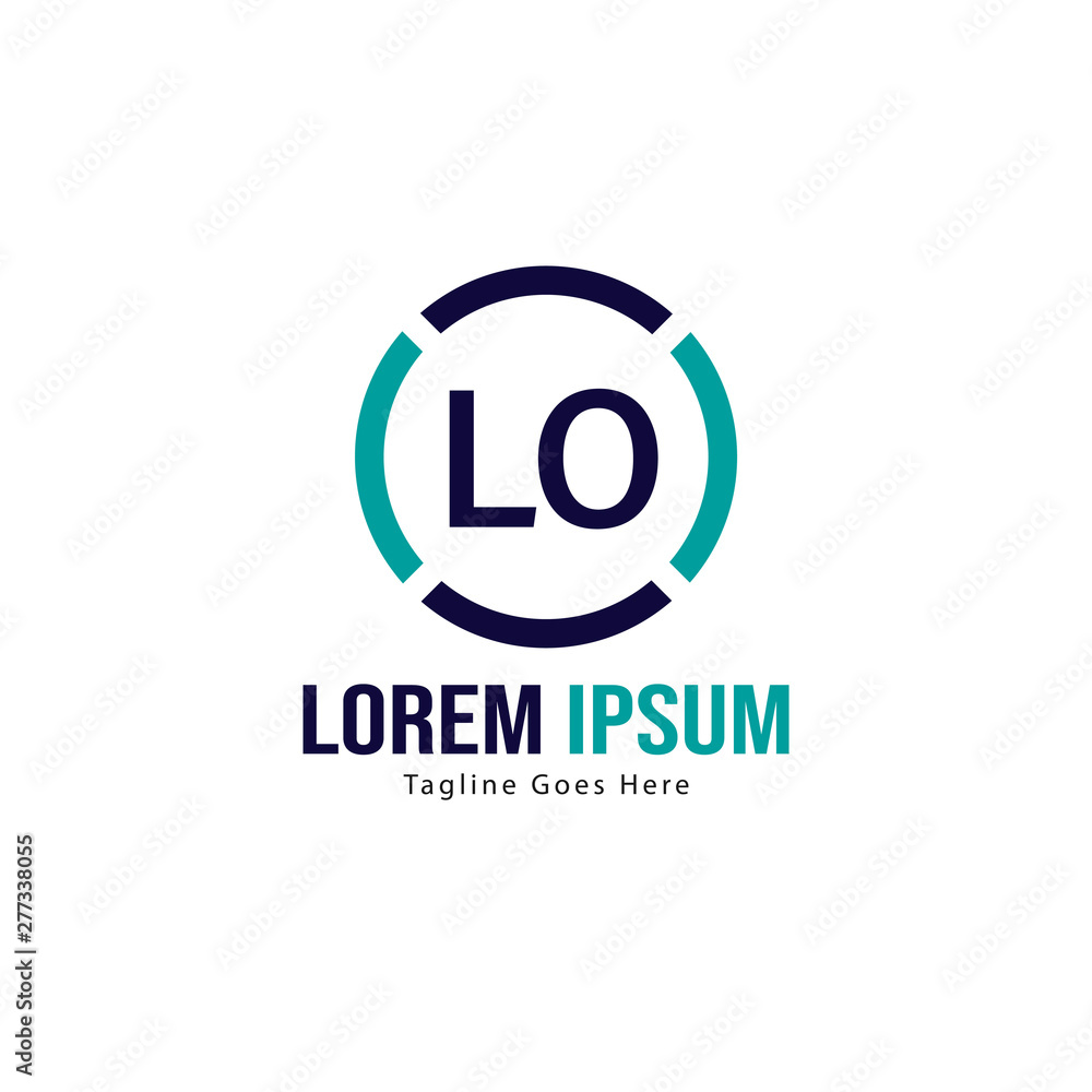 Initial LO logo template with modern frame. Minimalist LO letter logo vector illustration