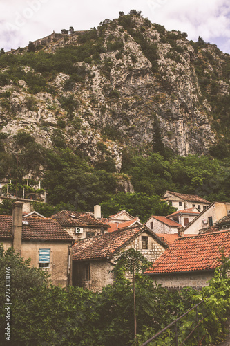 The street of the Montenegrin city of Kotor. European old city background. © vaaseenaa