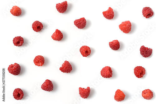 Raspberry berries on white, food background