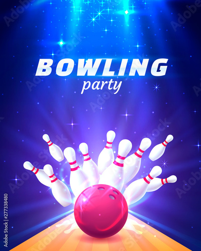 Bowling club poster with the bright background.