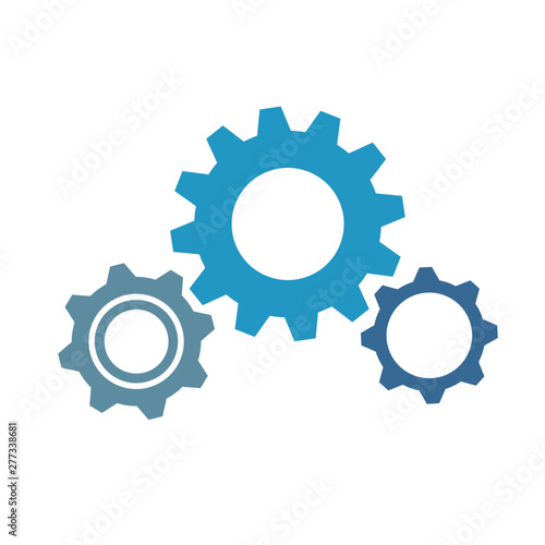 three blue gears business symbol teamwork vector illustration EPS10