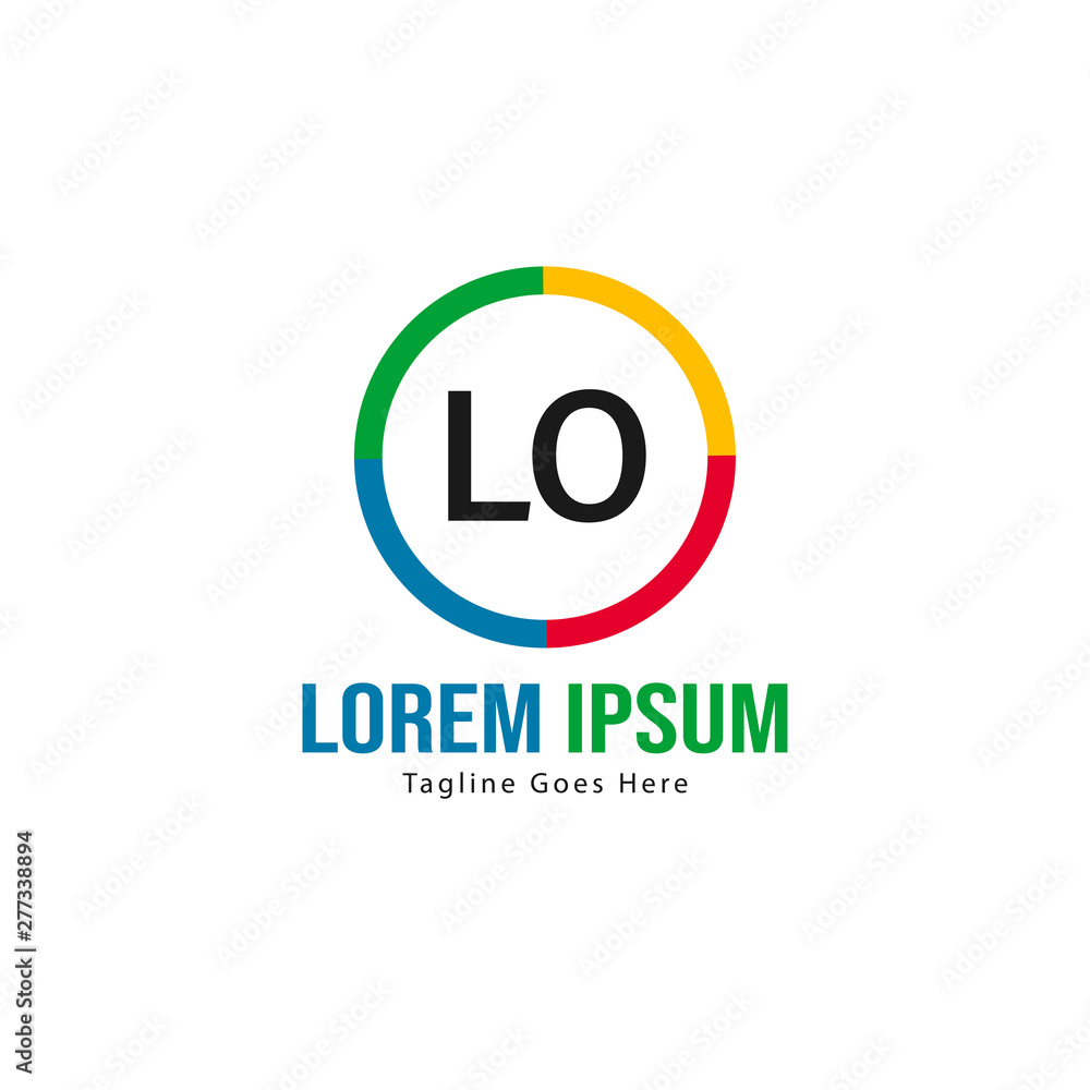 Initial LO logo template with modern frame. Minimalist LO letter logo vector illustration