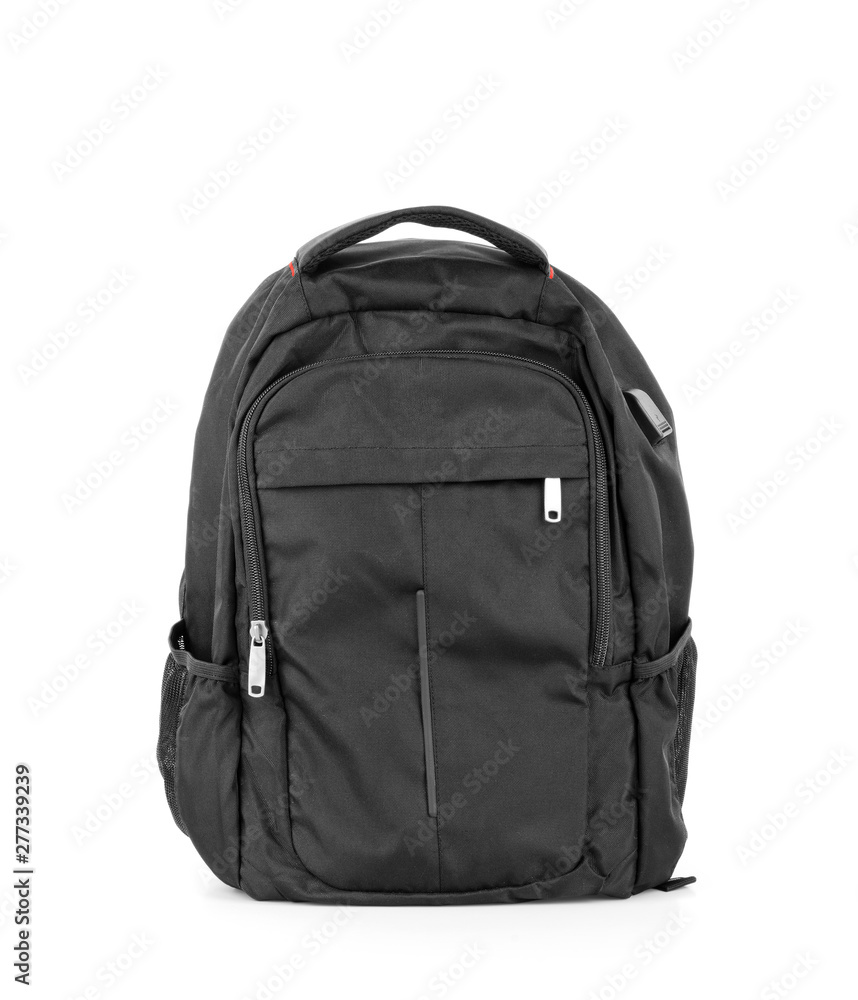 Black backpack isolated over white background with clipping path Black backpack isolated over white background with clipping path