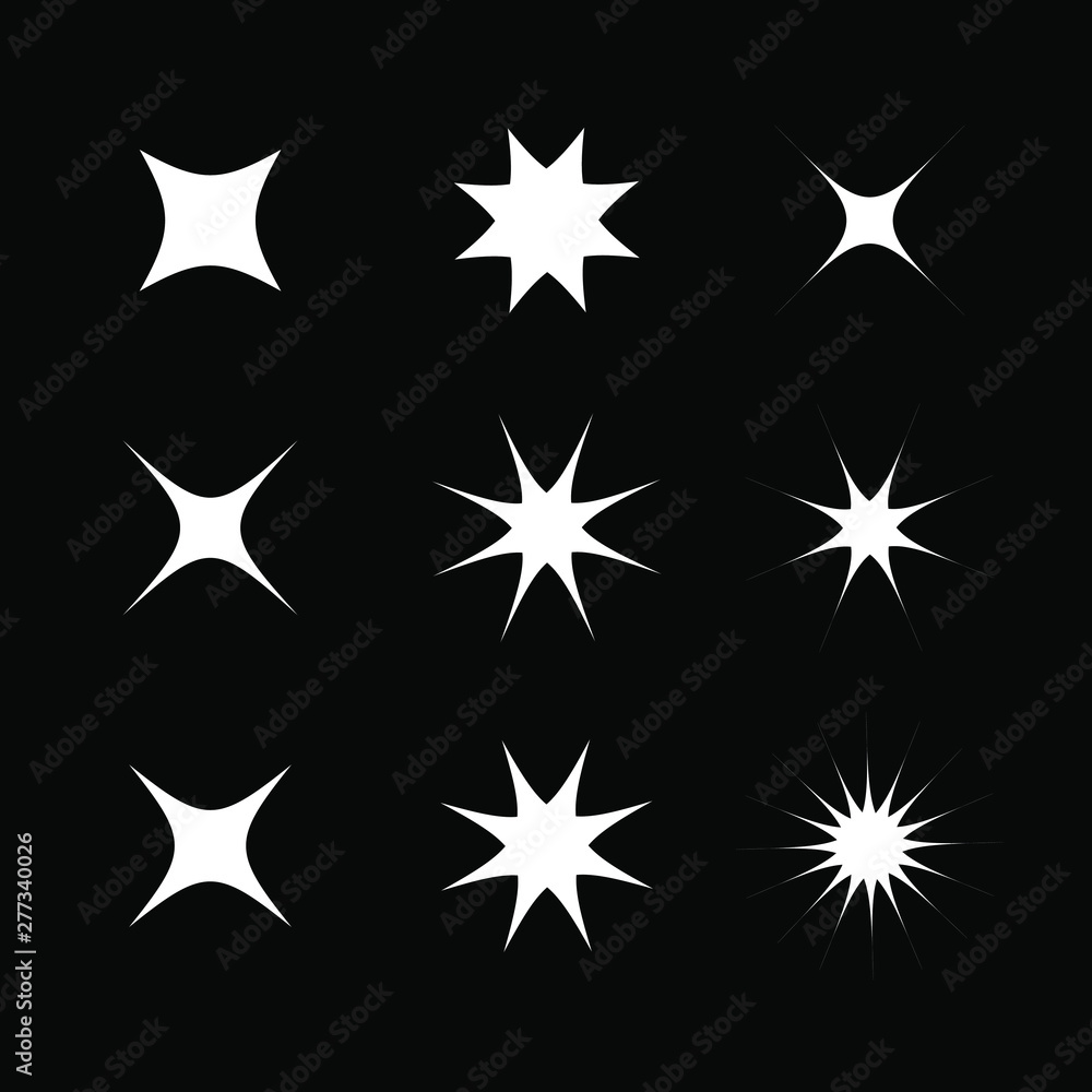 Stars sparkles vector collection. Glowing light effect 