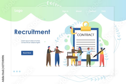 Recruitment vector website landing page design template