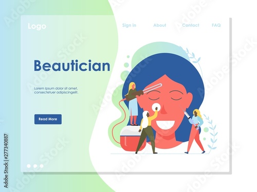 Beautician vector website landing page design template