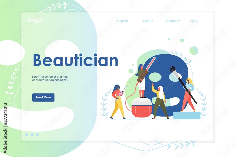 Beautician vector website landing page design template Beautician vector website landing page design template