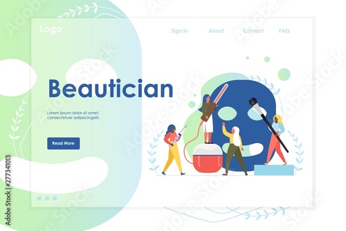Beautician vector website landing page design template