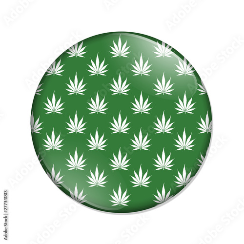 Green cannabis leaf badge button