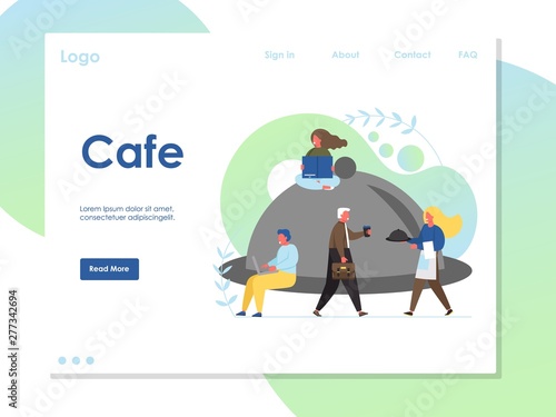 Cafe vector website landing page design template
