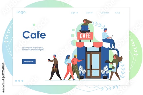 Cafe vector website landing page design template