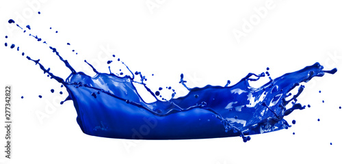 dark blue paint splash isolated on black background