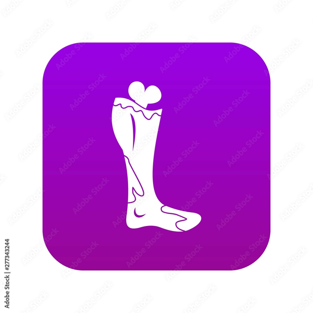 Zombie leg icon digital purple for any design isolated on white vector illustration Zombie leg icon digital purple for any design isolated on white vector illustration