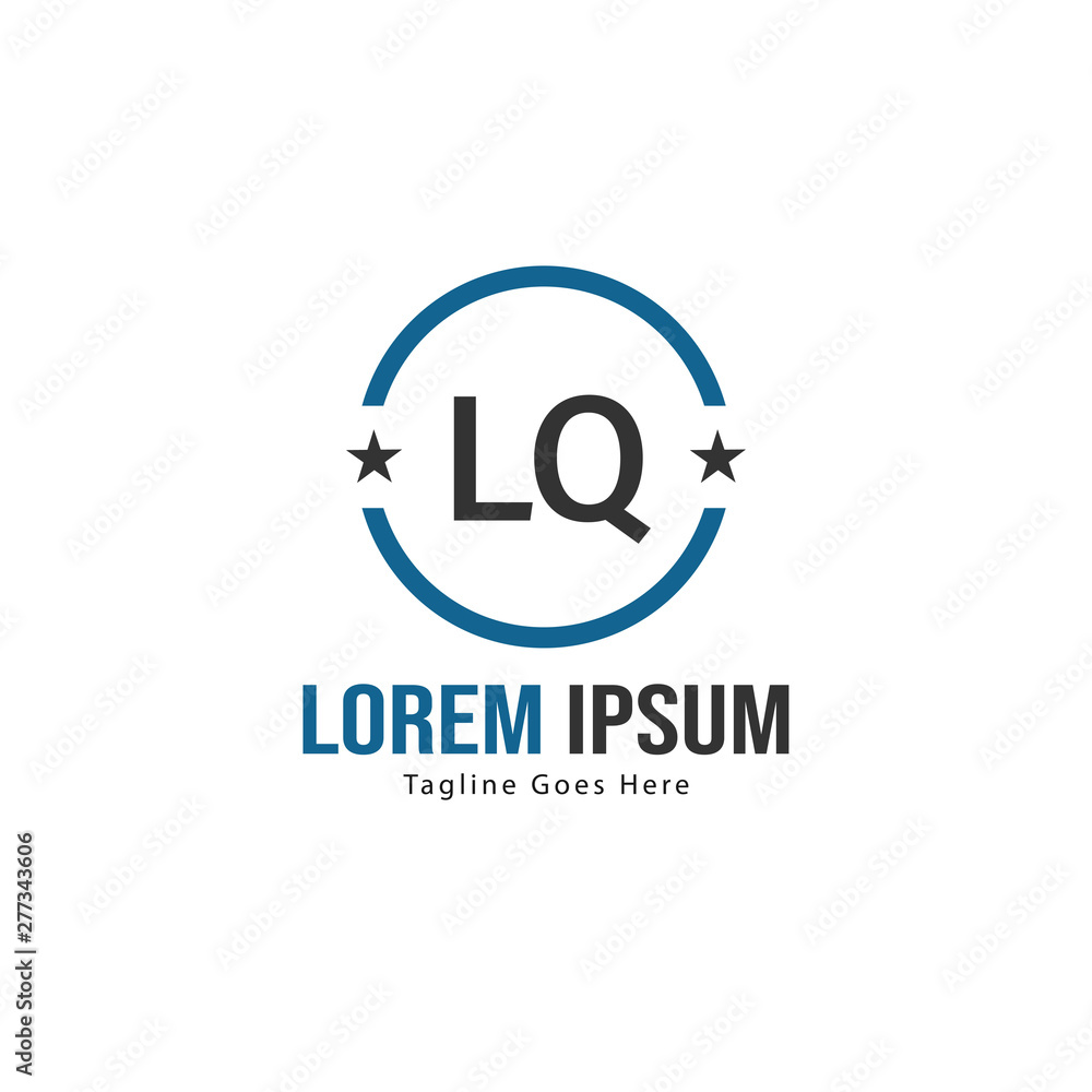 Initial LQ logo template with modern frame. Minimalist LQ letter logo vector illustration