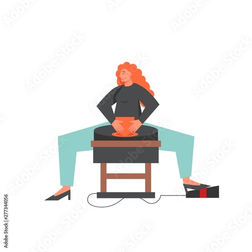 Pottery creation, vector flat style design illustration