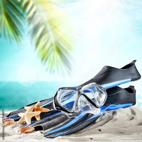 Sport fins on beach and summer time  © magdal3na
