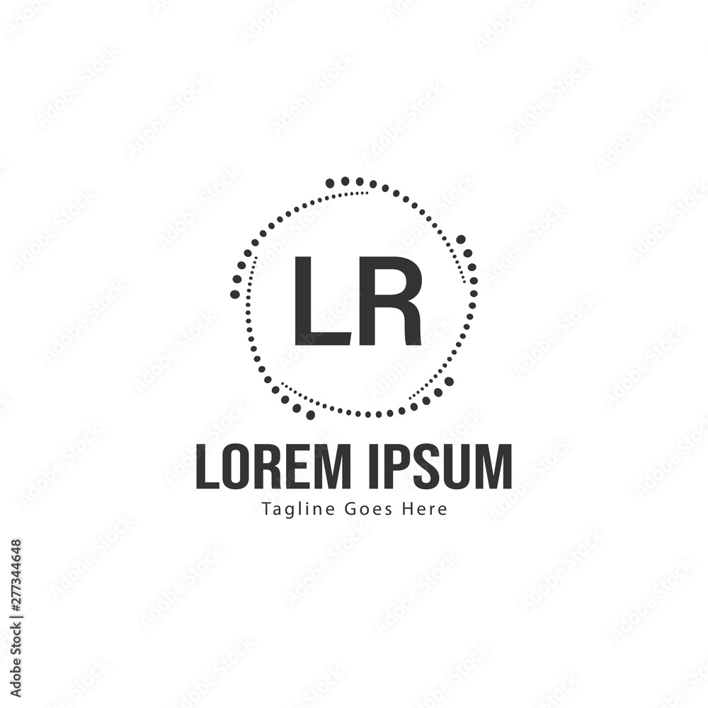 Initial LR logo template with modern frame. Minimalist LR letter logo vector illustration