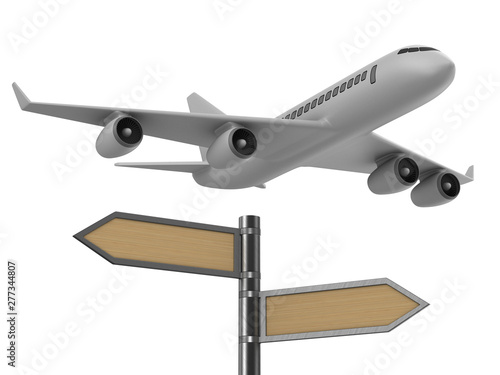 airplane and signpost on wh...