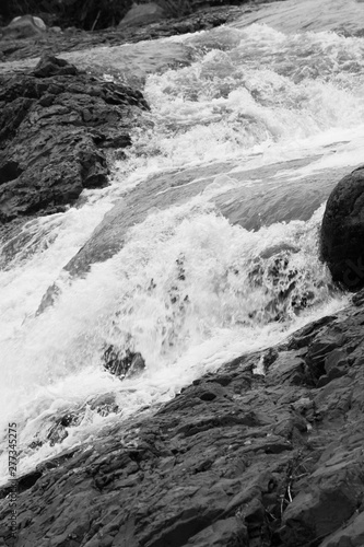 Cascades of Gooseberry River in black and white