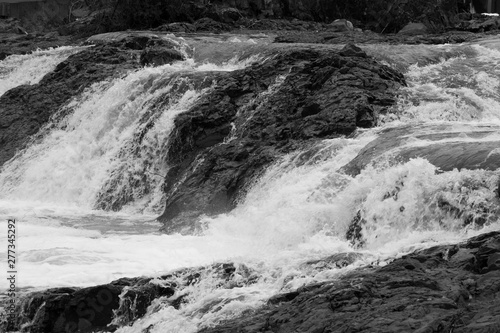 Cascades of Gooseberry River in black and white