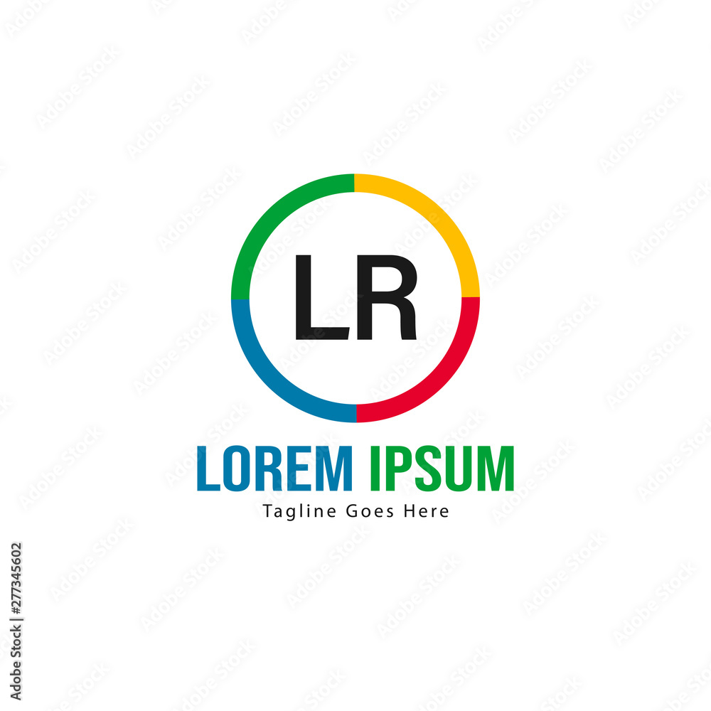 Initial LR logo template with modern frame. Minimalist LR letter logo vector illustration