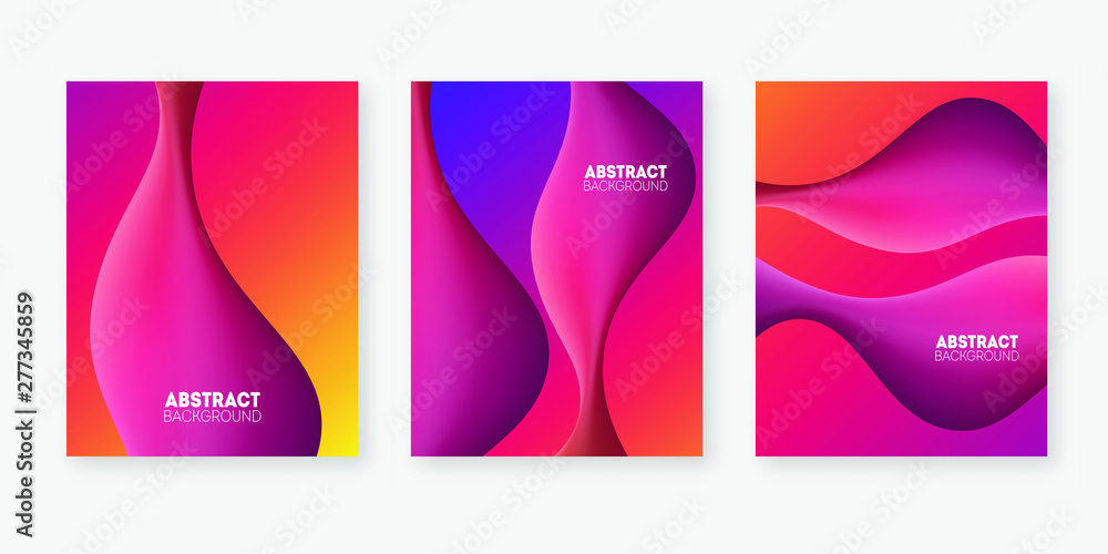 Dynamic style poster design concept. Fluid elements with bright gradient. 
