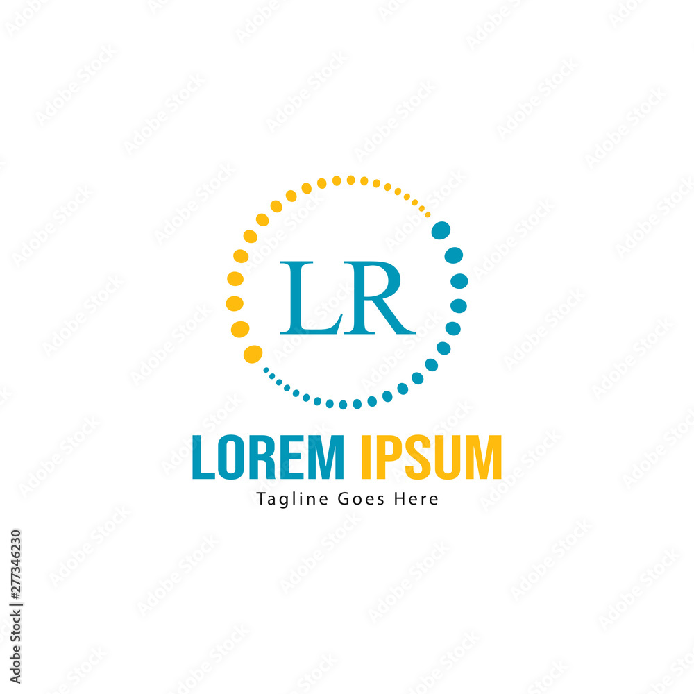 Initial LR logo template with modern frame. Minimalist LR letter logo vector illustration