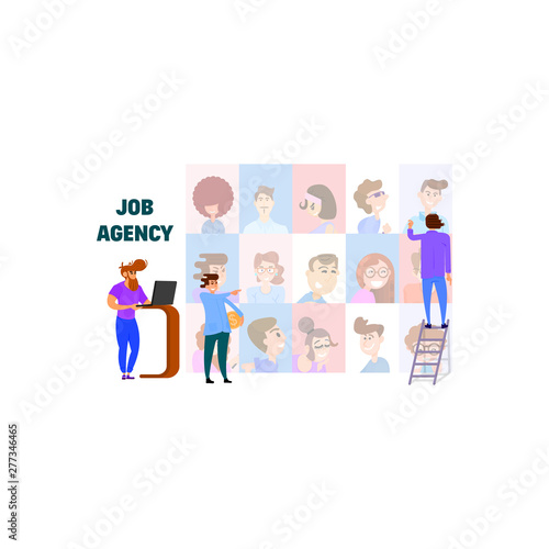 Hiring and Recruitment Concept flat design for Website or Web Page.