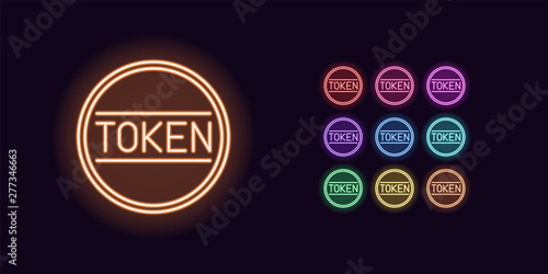 Neon Token icon, Cryptocurrency Glowing Token coin