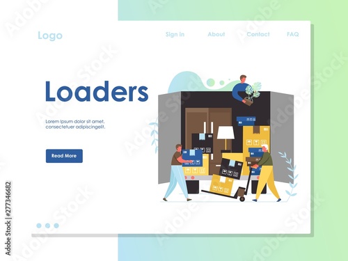 Loaders vector website landing page design template