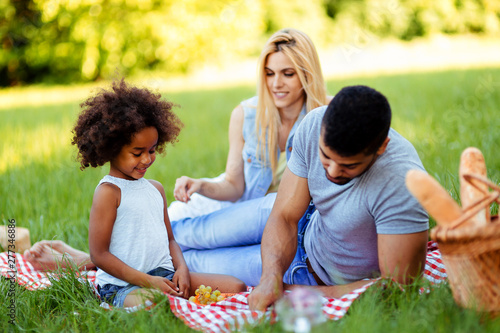 Happy family having fun time on picnic