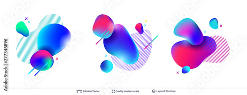 Compositions of organic flowing liquid shapes.
