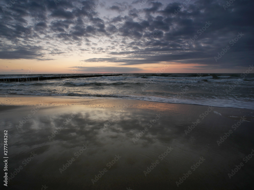 Morze zachód słońca - Dziwnówek Dziwnowo Mokry Piadek