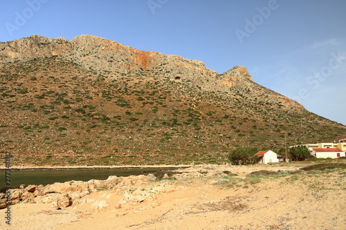 Stavros, Crete island / Greece - May 27 2019: Photo from famous beach of Zorba the Greek in Stavros on crete photo