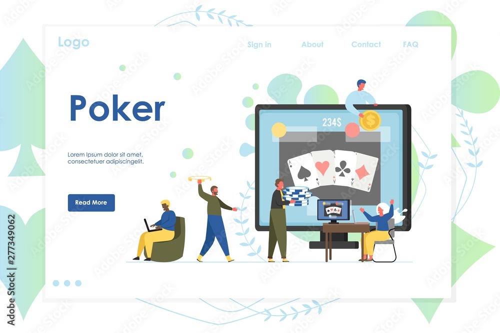 Poker vector website landing page design template