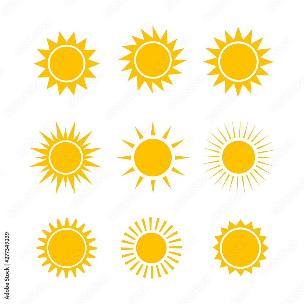 Fototapeta Sun icon set, vector illustration