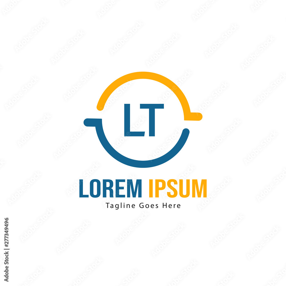 Initial LT logo template with modern frame. Minimalist LT letter logo vector illustration