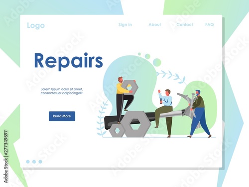 Repairs vector website landing page design template