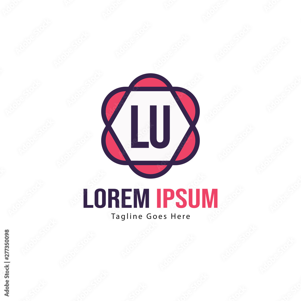 Initial LU logo template with modern frame. Minimalist LU letter logo vector illustration