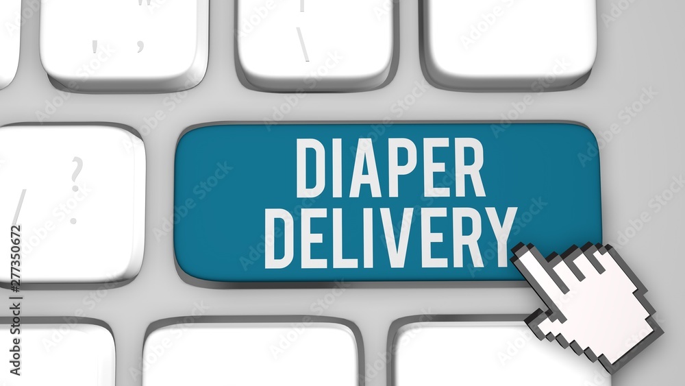 Diaper delivery online service concept. 3D render illustration.