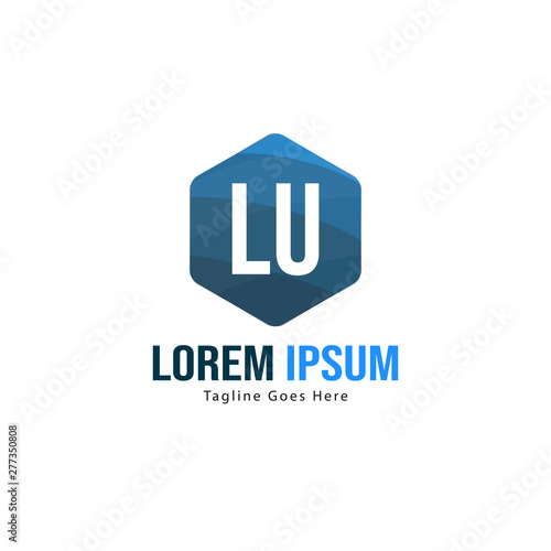 Initial LU logo template with modern frame. Minimalist LU letter logo vector illustration
